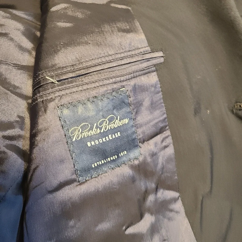 Brooks Brothers Brooksease Wool Blazer Suit Black Made In USA 44, 3 Button